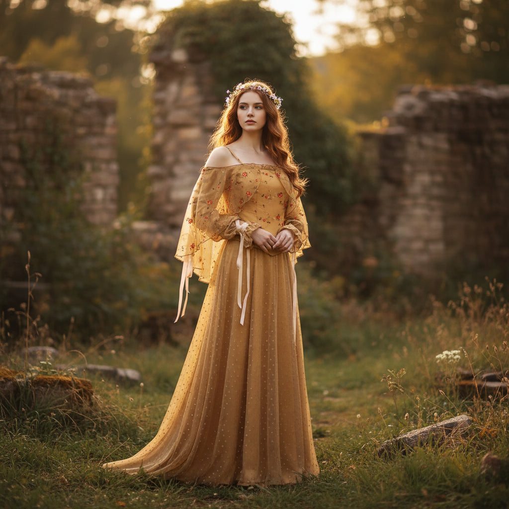 Halloween Kostüme Mittelalter Kleid Off Shoulder - Image 2