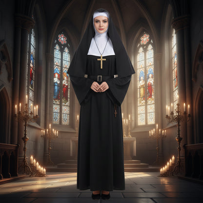 Halloween Kostüme Nonnenkostüm Damen Robe Karneval - Image 4