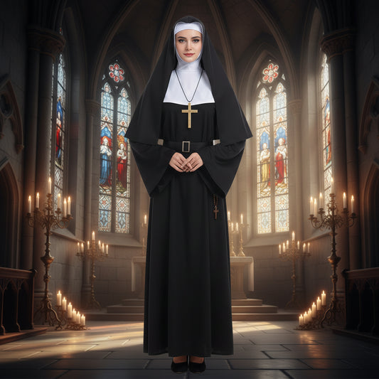 Halloween Kostüme Nonnenkostüm Damen Robe Karneval - Image 4