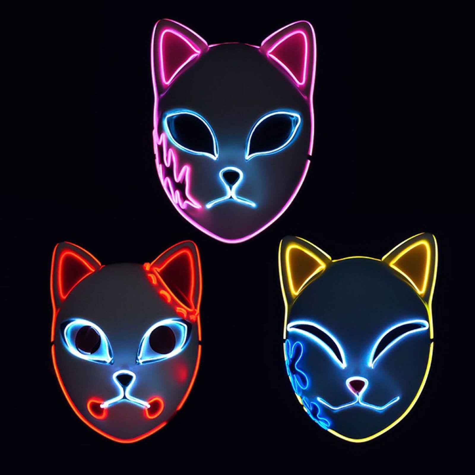 Halloween Maske LED Katzenmaske Leuchtende PVC Cosplay - Image 1