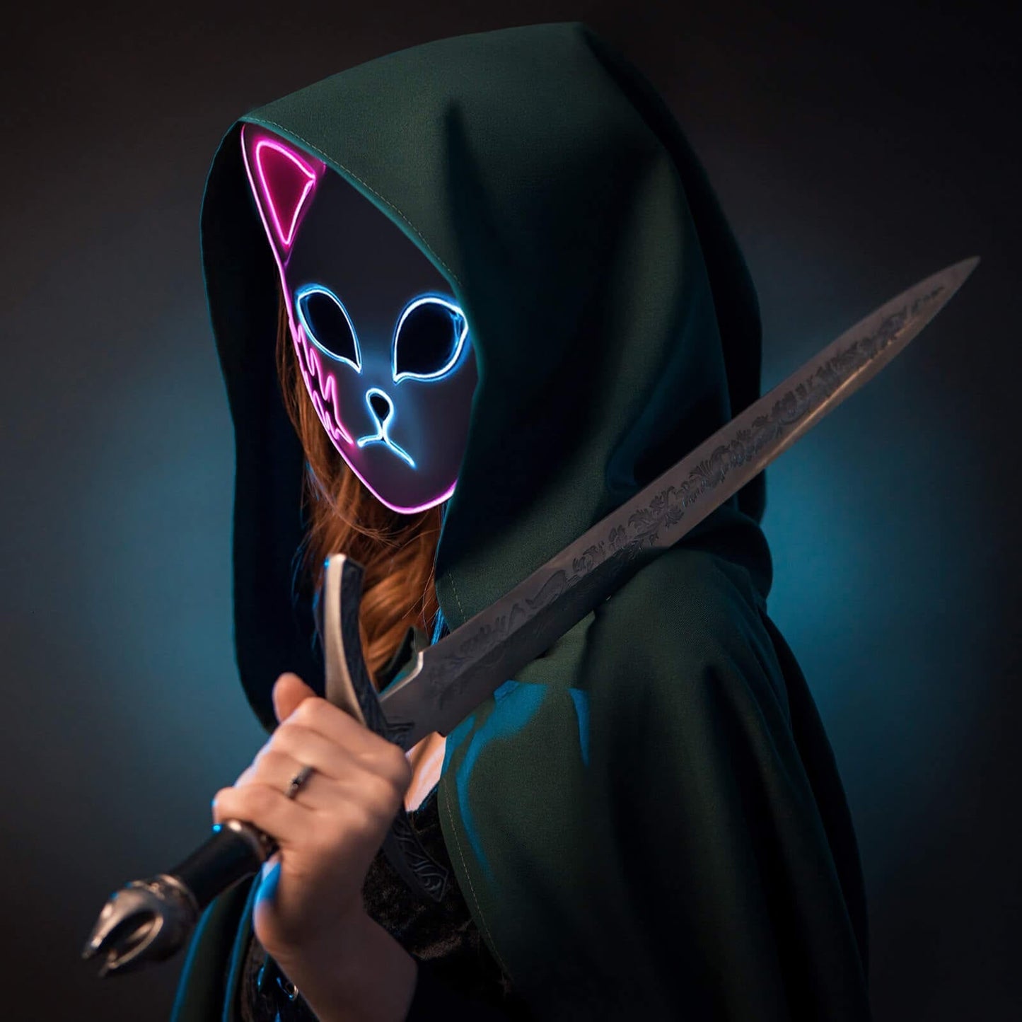 Halloween Maske LED Katzenmaske Leuchtende PVC Cosplay - Image 14