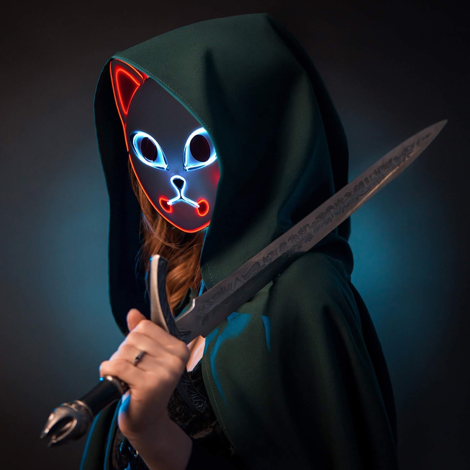Halloween Maske LED Katzenmaske Leuchtende PVC Cosplay - Image 15