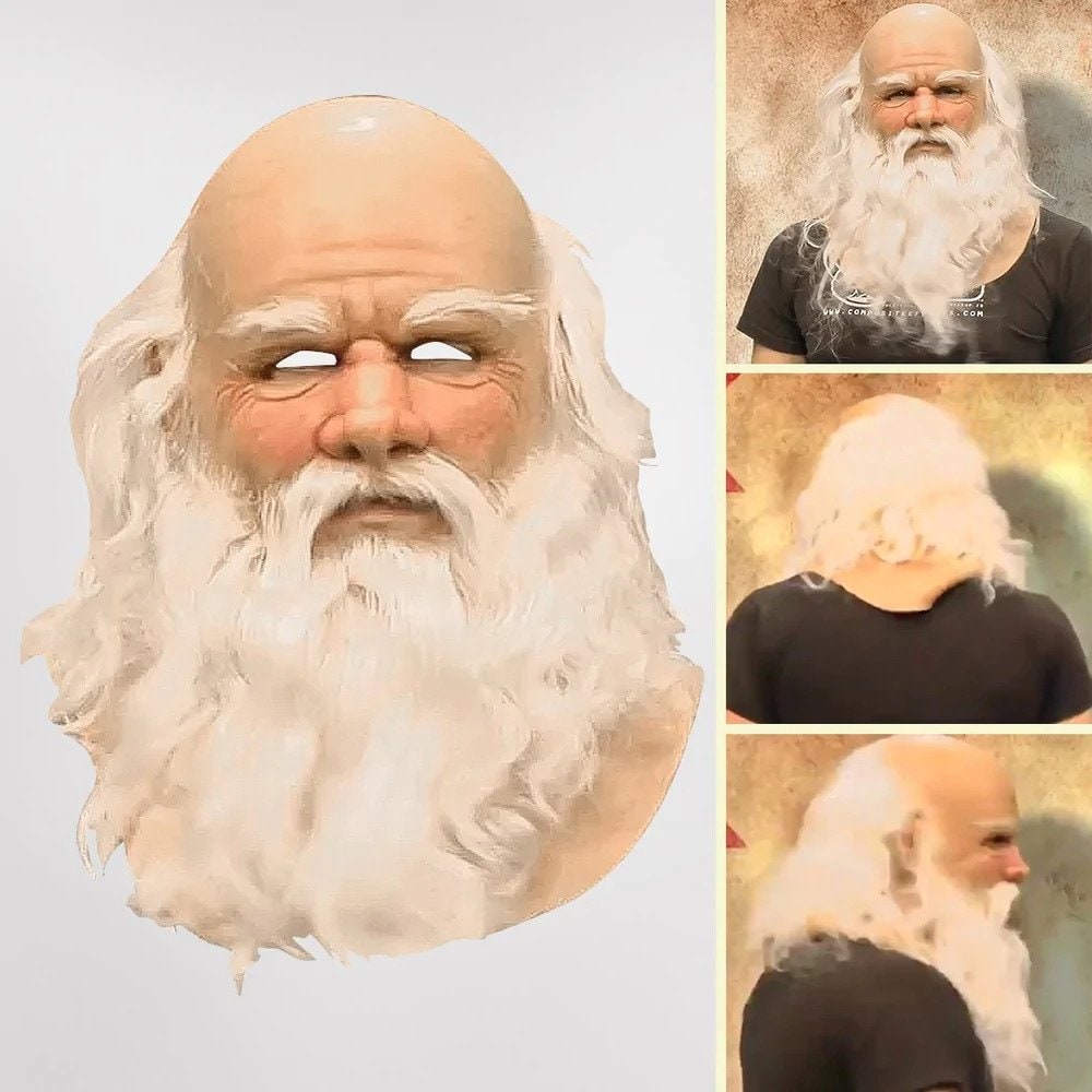 Halloween Maske Weihnachtsmann Bart Vollgesicht Kostüm - Image 1