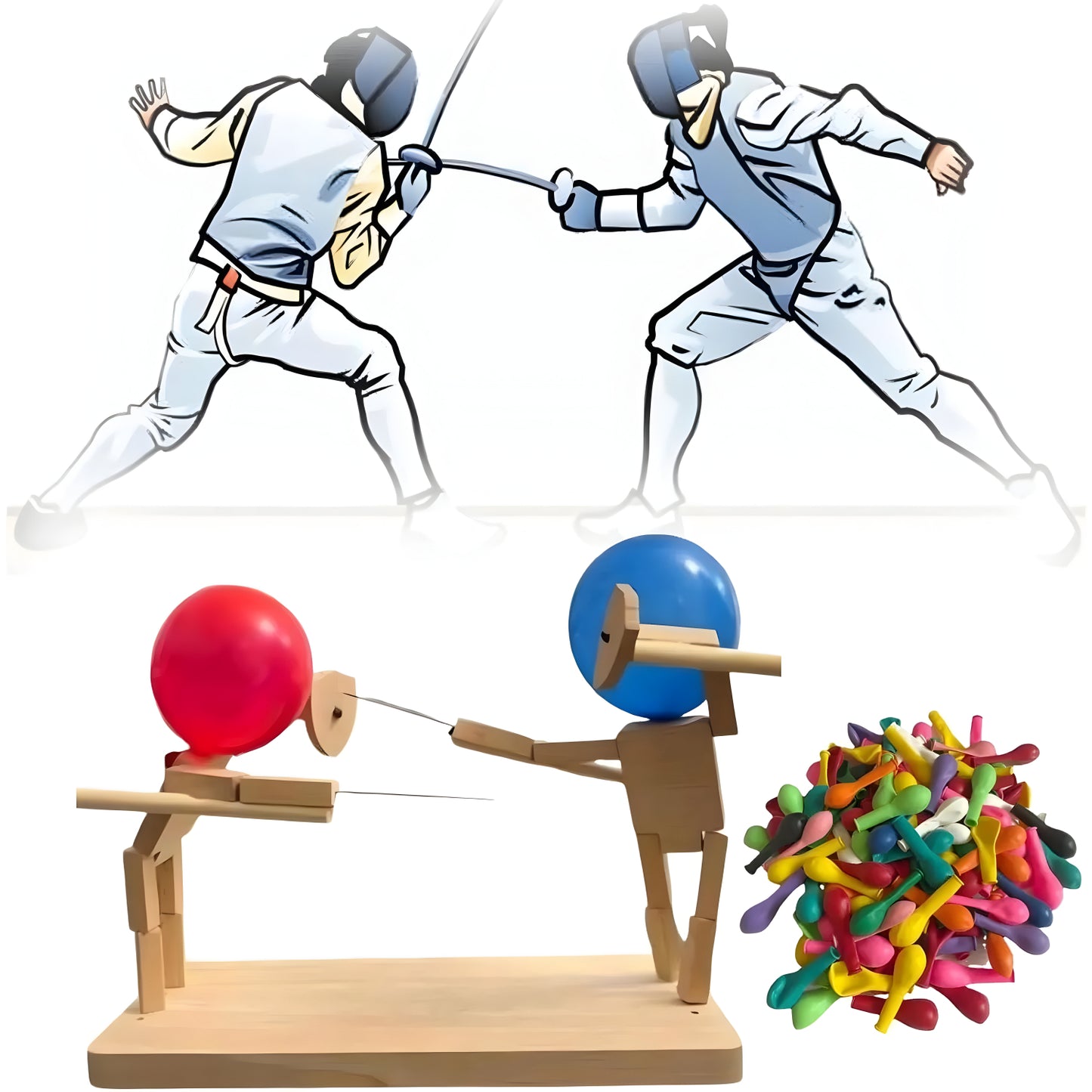 Holzspielzeug Fencing Puppen Ballon Spiel