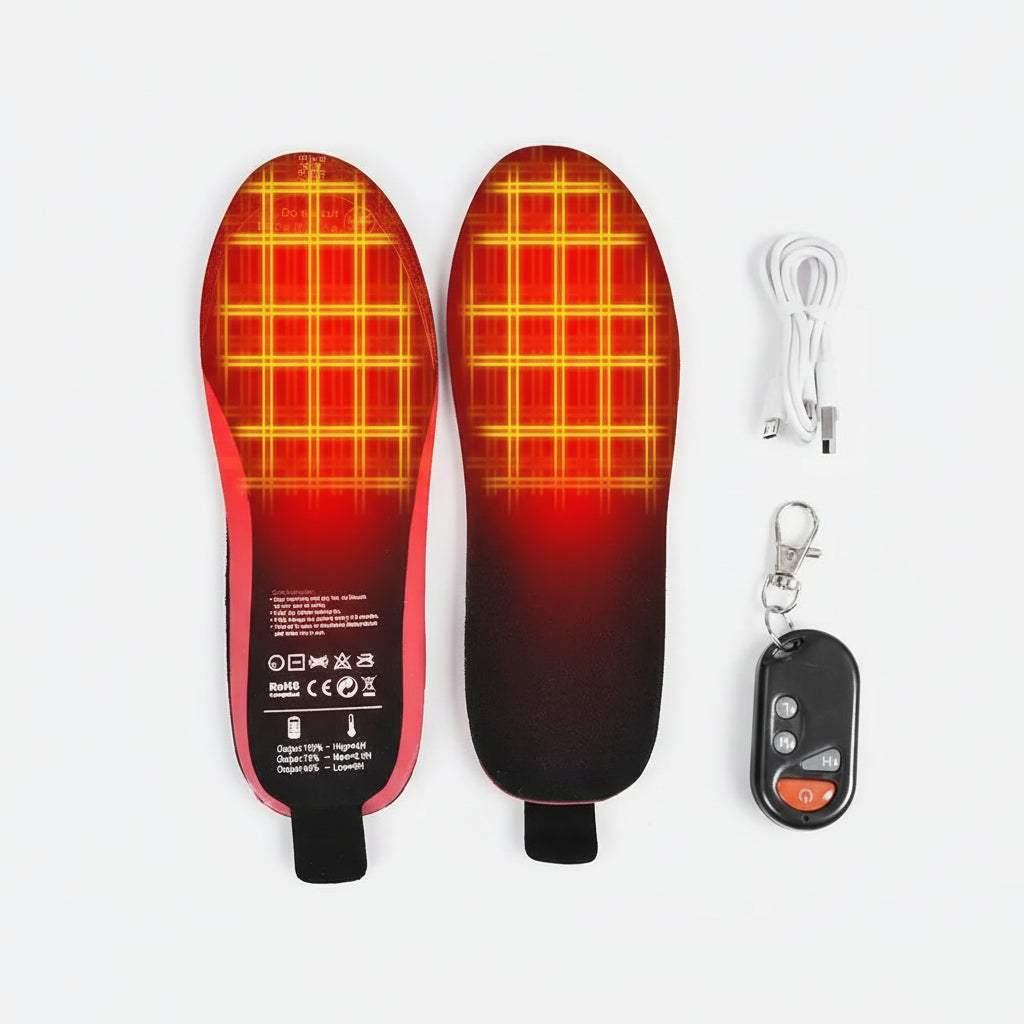 Beheizbare Einlegesohlen WarmStep Pro | Wiederaufladbar mit Fernbedienung | 3 Heizstufen | Zuschneidbar | Elektrische Fußwärmer für Winter & Outdoor