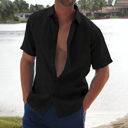 Herren Hemd Offenem Ausschnitt Stilvolles Lässiges Design - Image 3