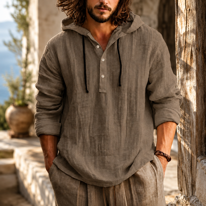 Herren Hoodie Sommer Hoodie Herren Pullover Sommer Knopfleiste - Image 1