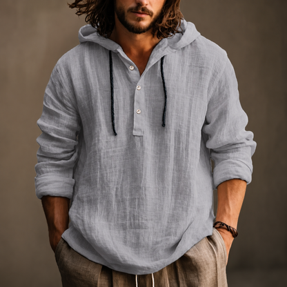 Herren Hoodie Sommer Hoodie Herren Pullover Sommer Knopfleiste - Image 2