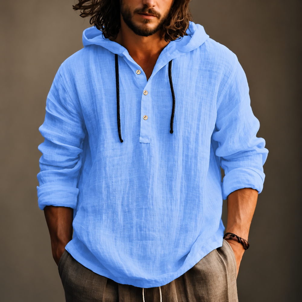 Herren Hoodie Sommer Hoodie Herren Pullover Sommer Knopfleiste - Image 3