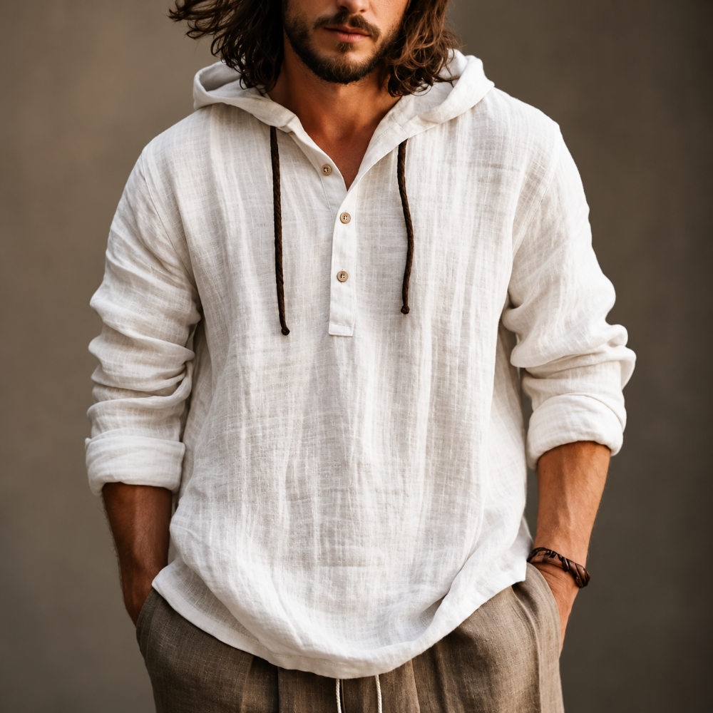 Herren Hoodie Sommer Hoodie Herren Pullover Sommer Knopfleiste - Image 6