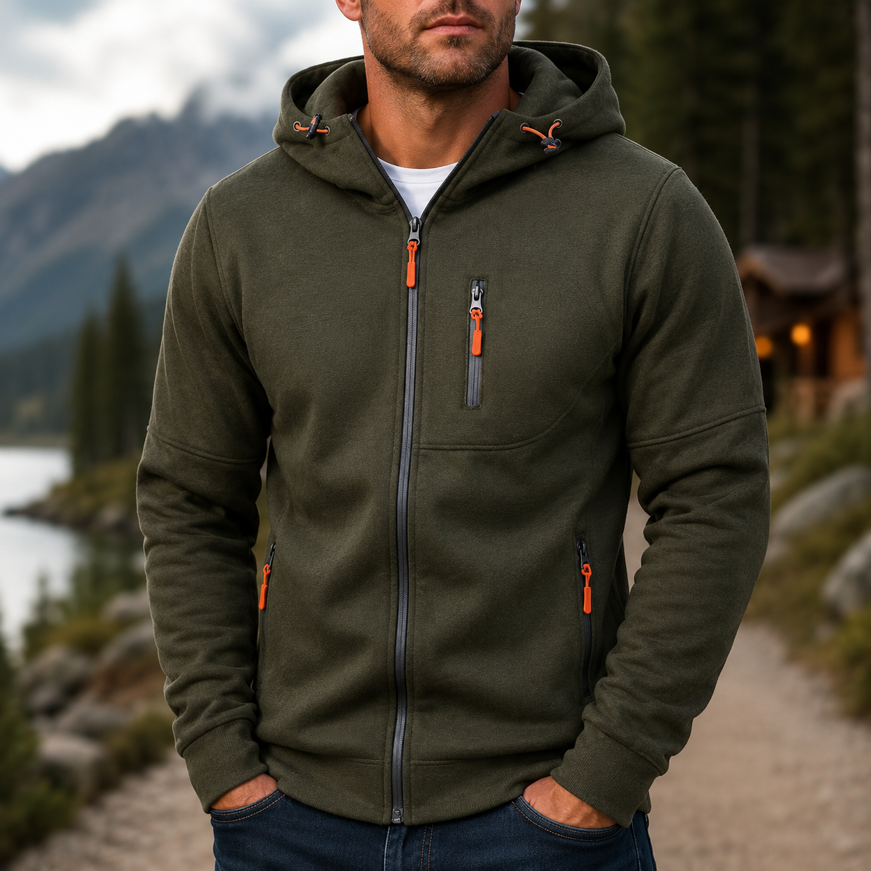 Herren Kapuzenjacke Zip-up Hoodie Herren Sweatshirt Kapuze - Image 1