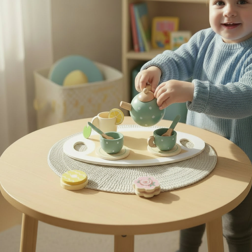 Holz Teeservice Spielzeug Kinder - Image 1