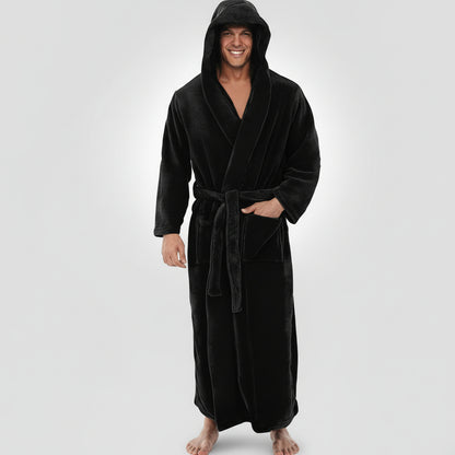 Men's Hooded Bathrobe – Soft Plush Robe for Warmth and Comfort - Image 2