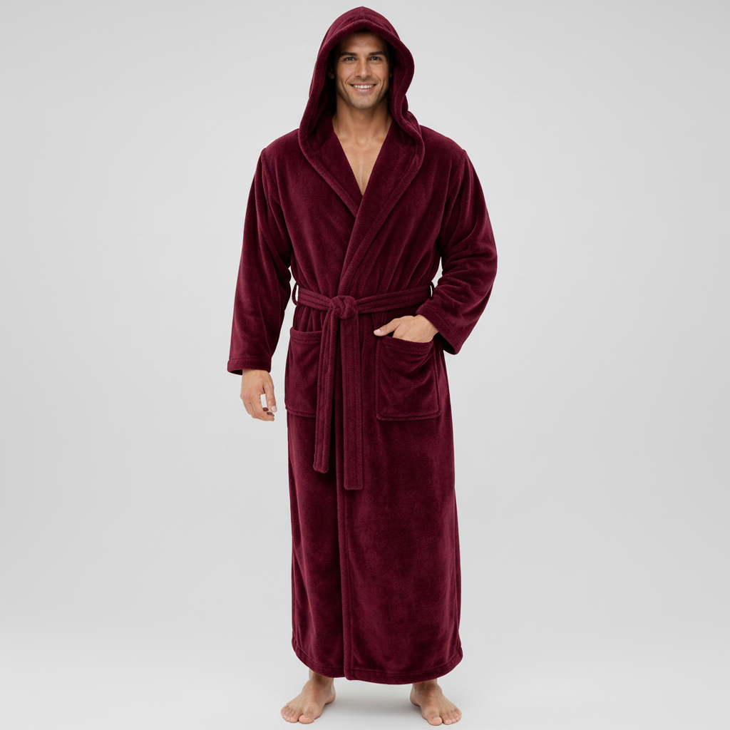 Men's Hooded Bathrobe – Soft Plush Robe for Warmth and Comfort - Image 4