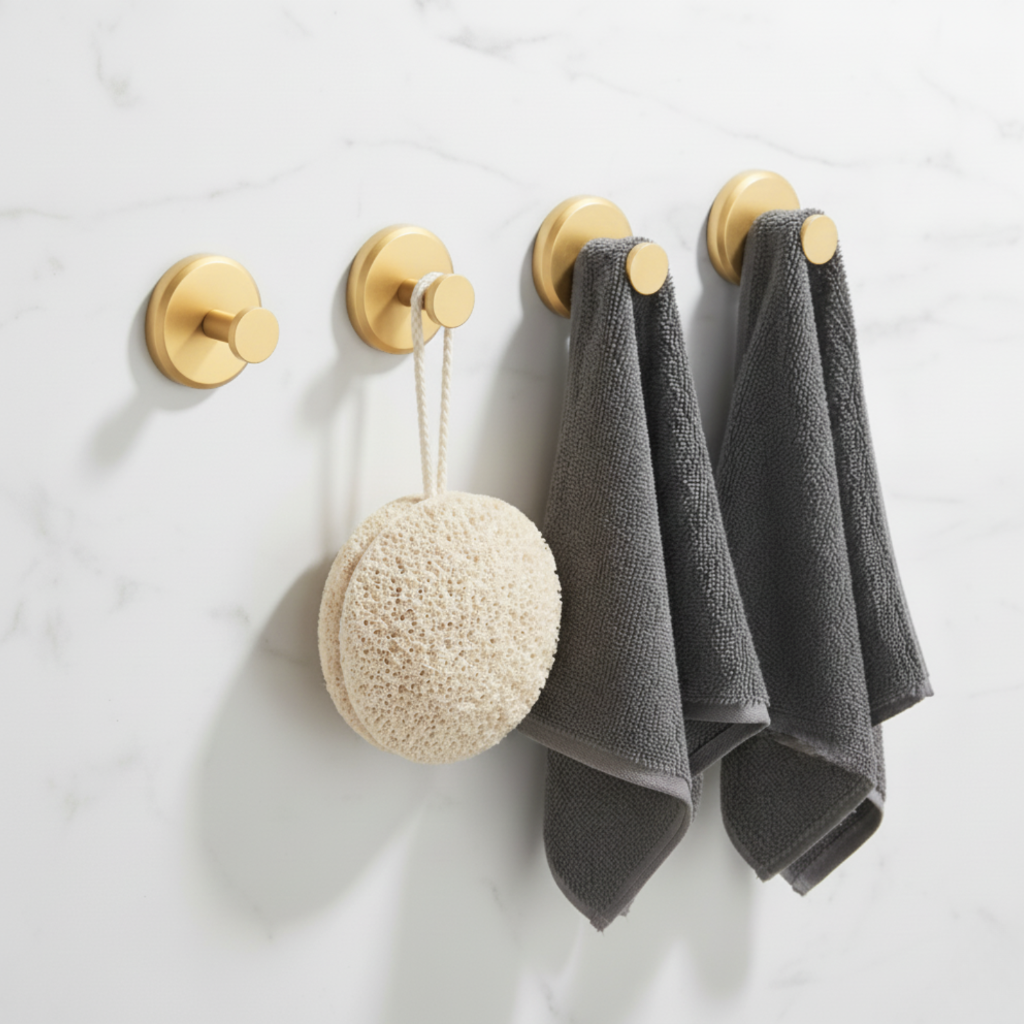 Bathroom Hooks Suction Cup Wall Towel Holder Set