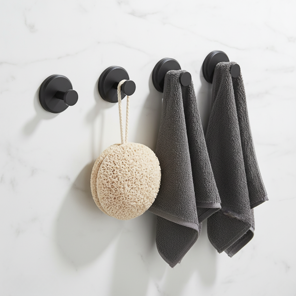 Bathroom Hooks Suction Cup Wall Towel Holder Set