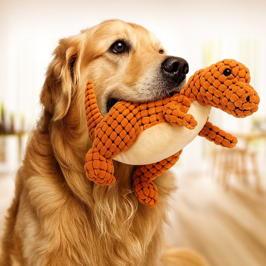 Hundespielzeug Plüsch Dinosaurier Quietschspaß - Image 1