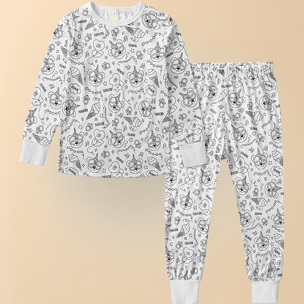 Kinder Baumwolle Schlafanzug Set Malen Weihnachts Motiv Pyjama