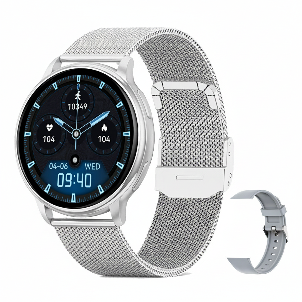 Smartwatch Damen Herren Edelstahl Armband AMOLED 42mm