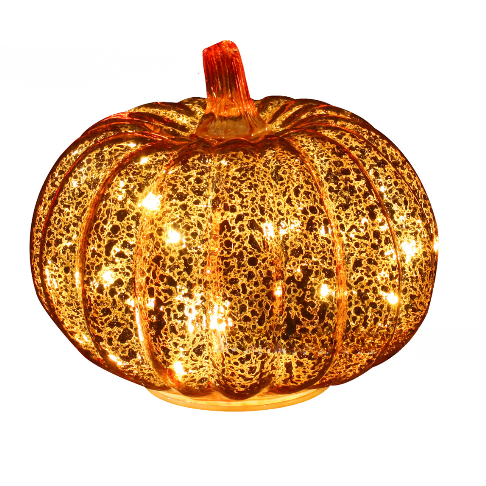 LED Kürbis Lampe Glas Herbstdeko