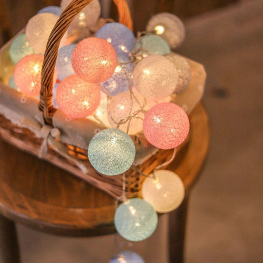 Weihnachten Lichterkette Baumwollball LED Dekoration Innen Außen