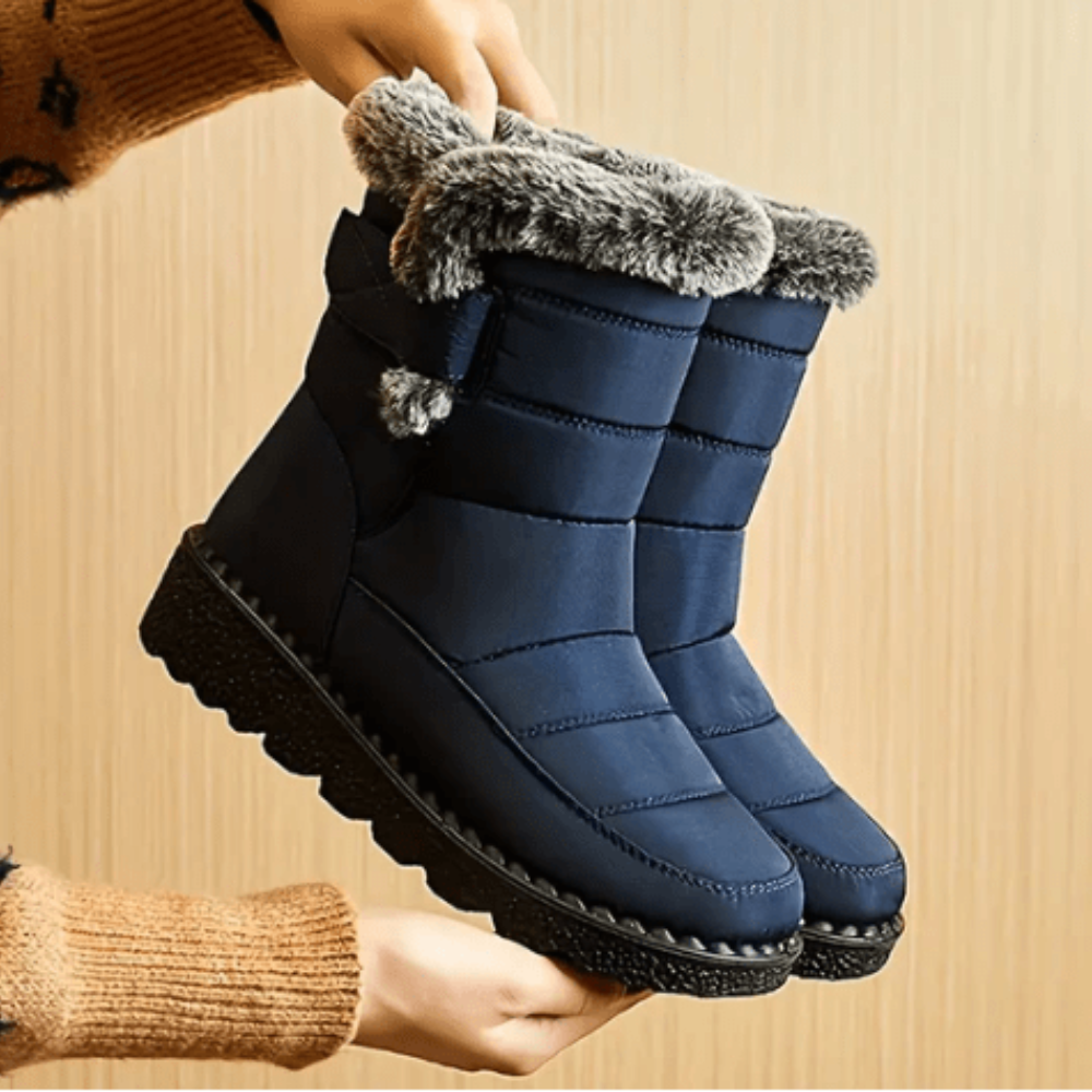 Warm snow boots for women - ankle winter fur lined