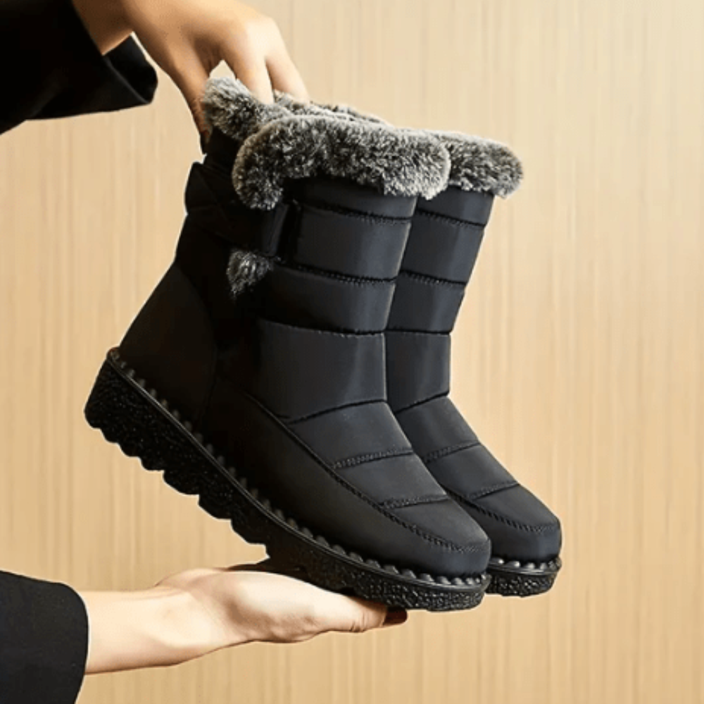 Warm snow boots for women - ankle winter fur lined
