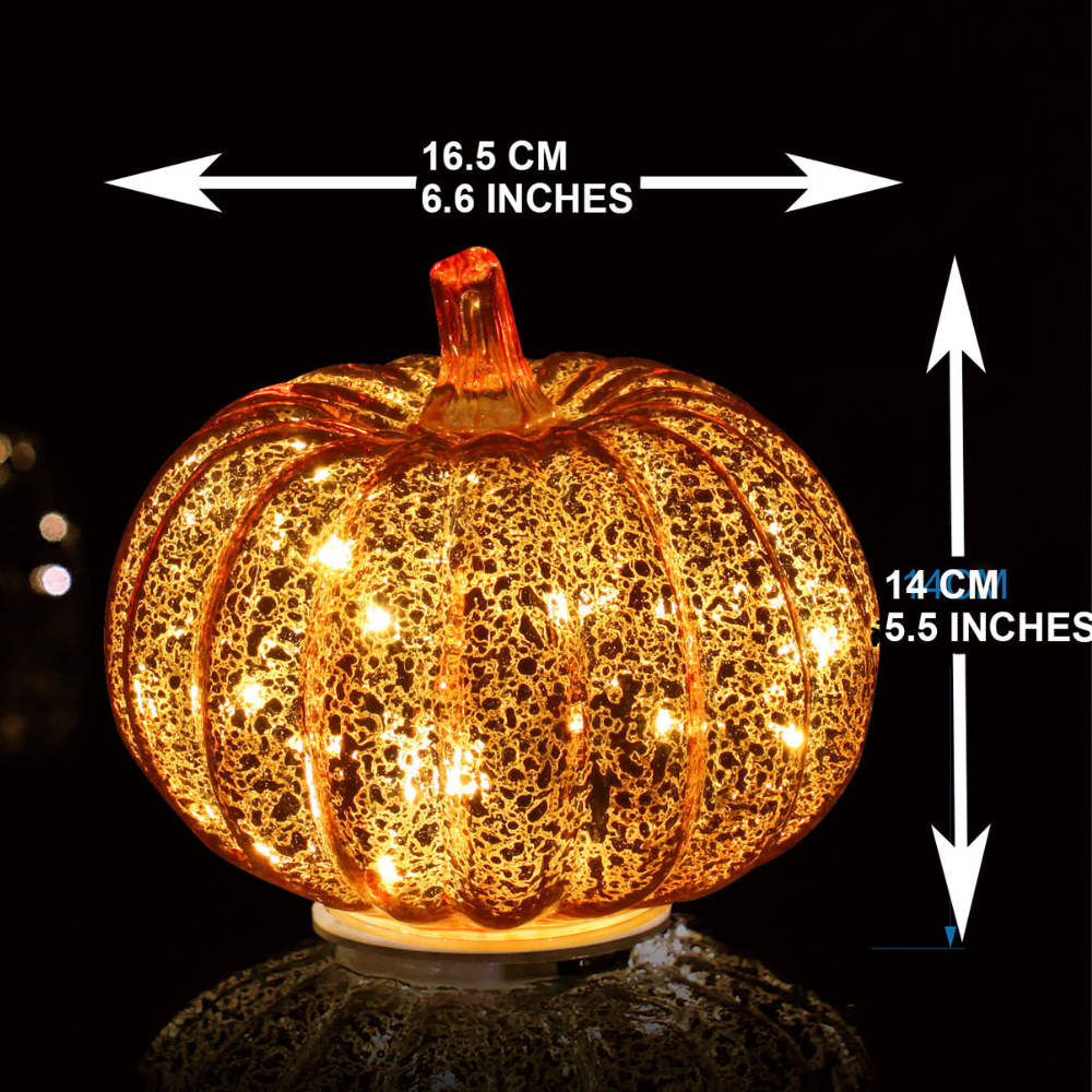 LED Kürbis Lampe Glas Herbstdeko