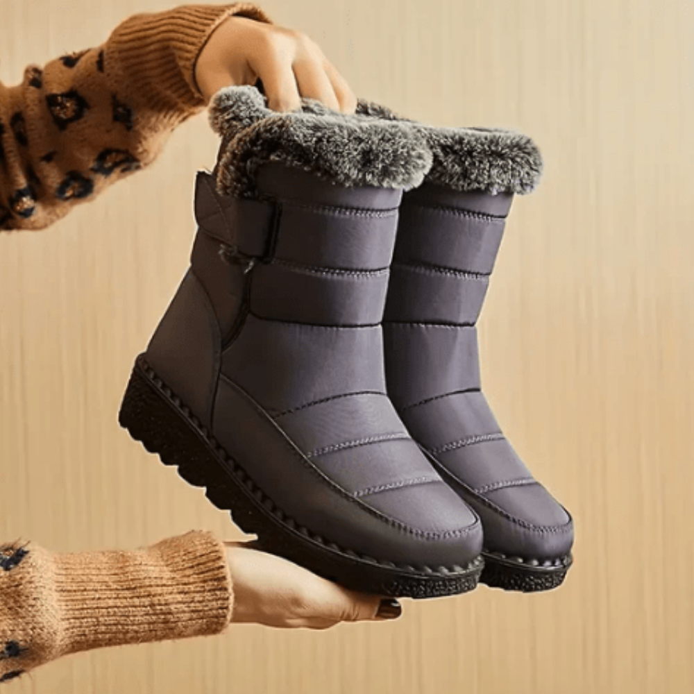 Warm snow boots for women - ankle winter fur lined