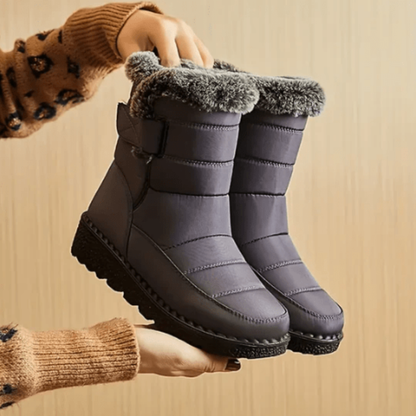 Warm snow boots for women - ankle winter fur lined