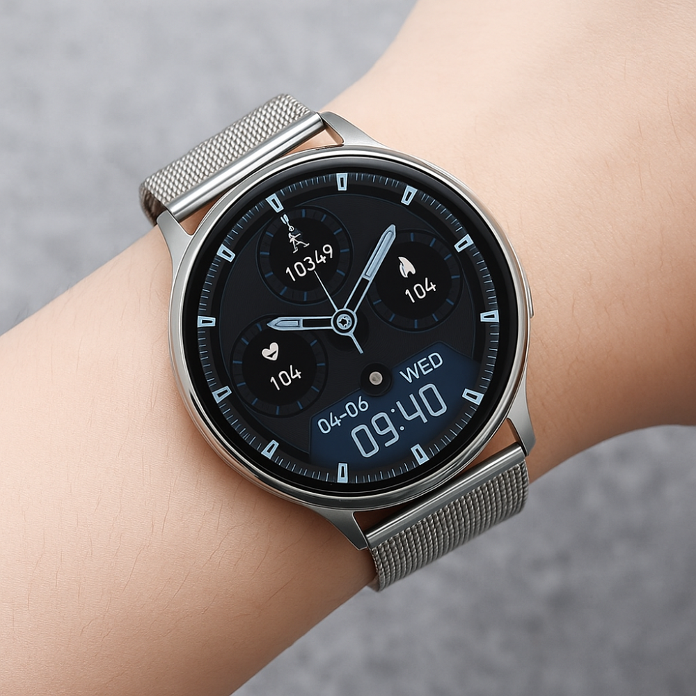 Smartwatch Damen Herren Edelstahl Armband AMOLED 42mm