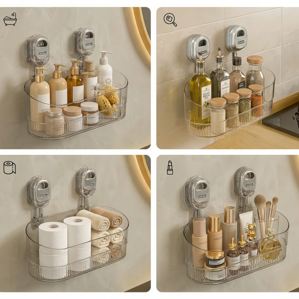 Estante de pared autoadhesivo transparente estante para ducha baño