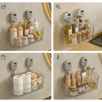 Estante de pared autoadhesivo transparente estante para ducha baño