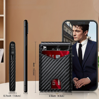 Cartera para hombre slim RFID tarjetero efecto carbono cuero PU