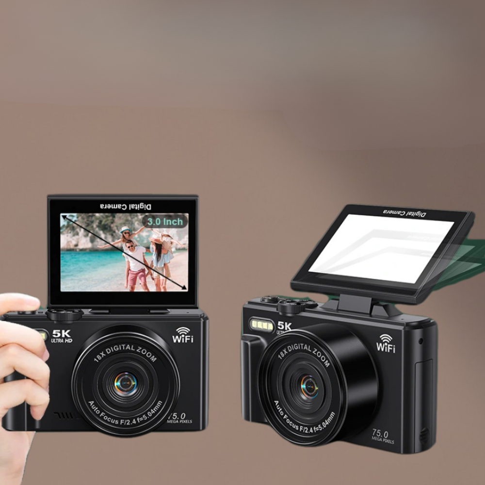Digital Camera 4K Compact Wi-Fi Video Recording
