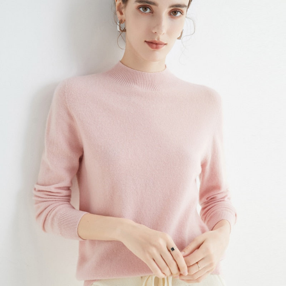 Pull femme cachemire élégant doux manches longues tricot