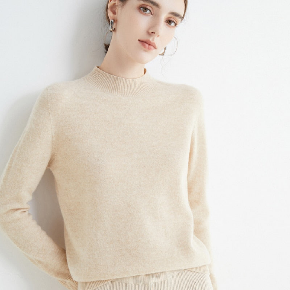 Pull femme cachemire élégant doux manches longues tricot