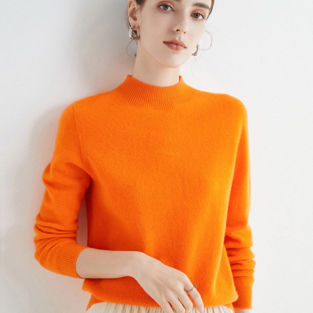 Pull femme cachemire élégant doux manches longues tricot