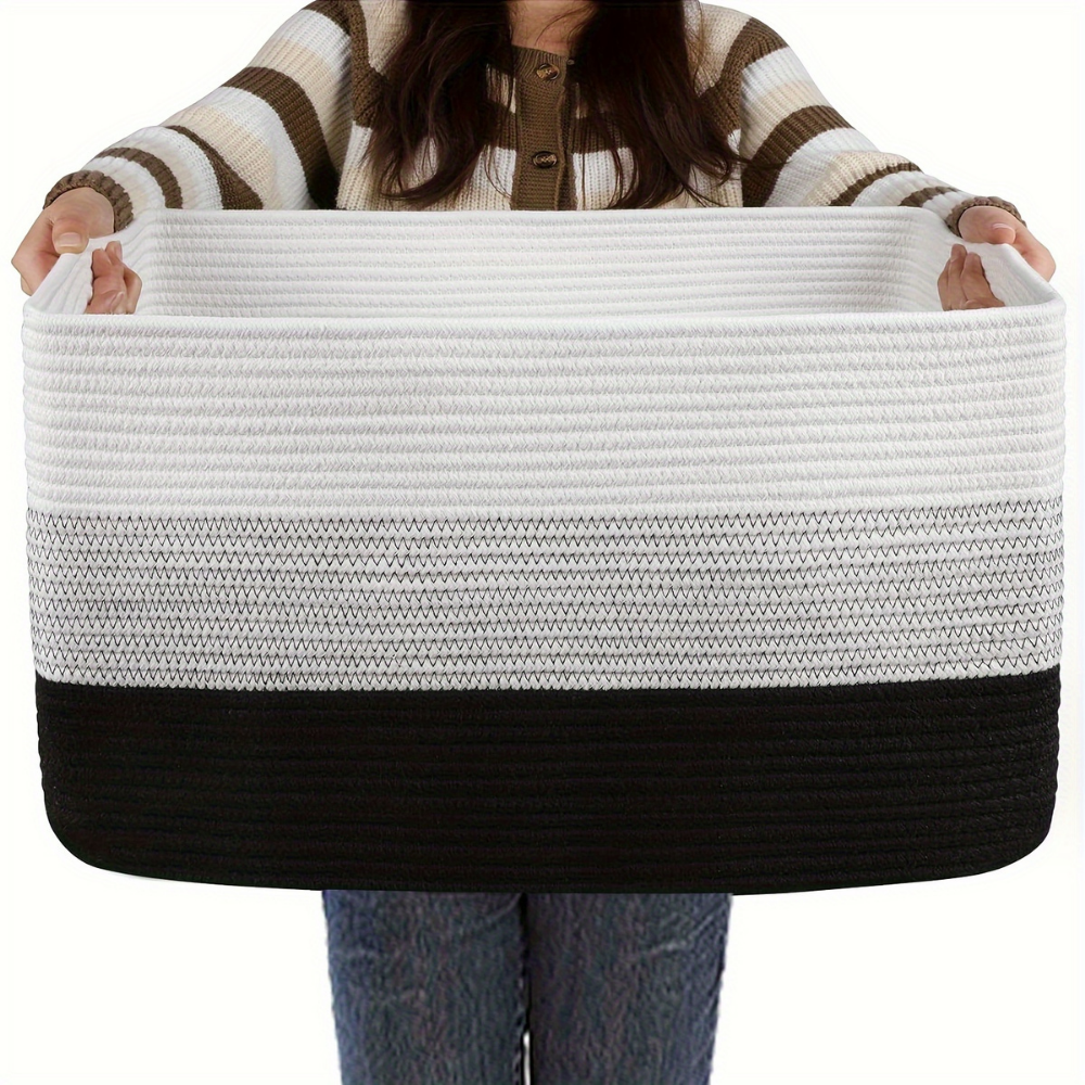 Storage Basket Laundry Basket Fabric Woven Rectangular