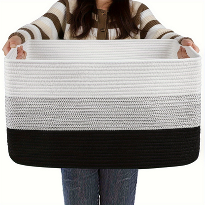 Storage Basket Laundry Basket Fabric Woven Rectangular