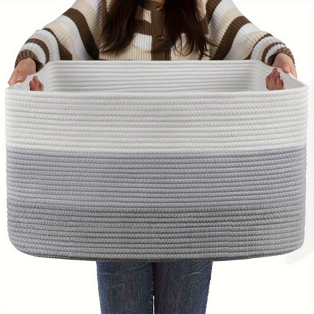 Storage Basket Laundry Basket Fabric Woven Rectangular