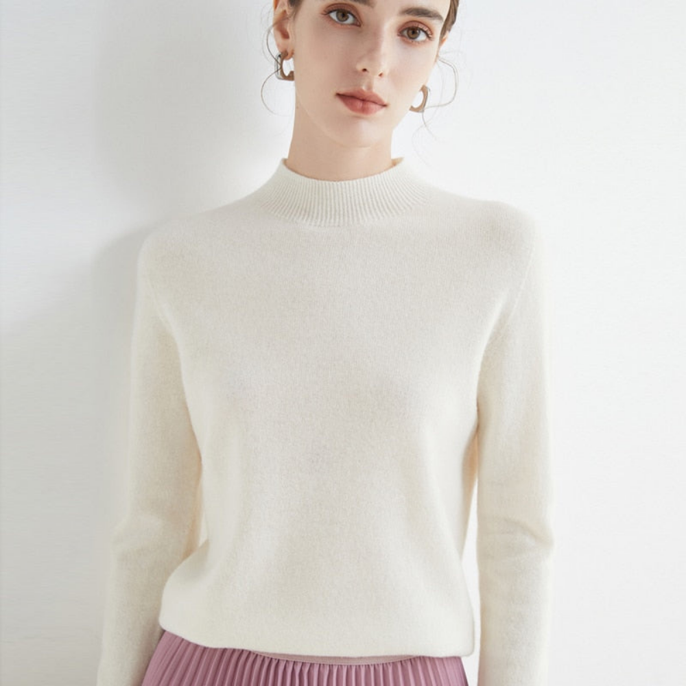 Pull femme cachemire élégant doux manches longues tricot