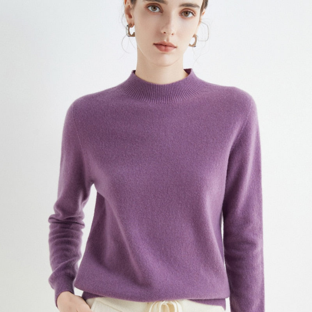 Pull femme cachemire élégant doux manches longues tricot