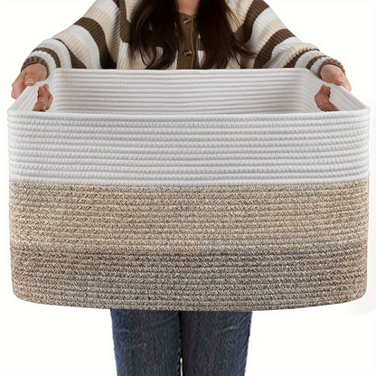 Storage Basket Laundry Basket Fabric Woven Rectangular