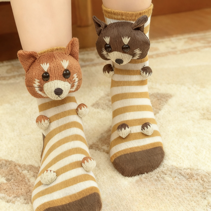 Chaussettes douillettes unisex hiver chaudes douces motif animal chaussons