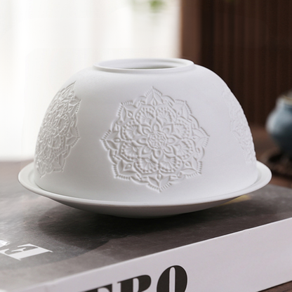 Weihnachtskrippe Keramik Teelichthalter Relief Deko Lampe