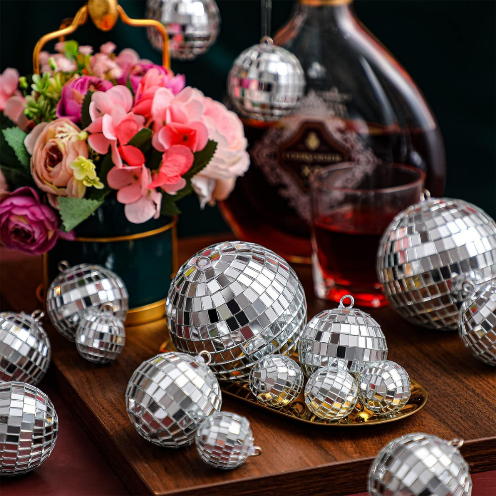 Mirror Ball Disco Decoration Set Silver Party Decoration