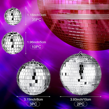 Mirror Ball Disco Decoration Set Silver Party Decoration