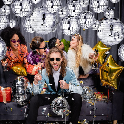 Mirror Ball Disco Decoration Set Silver Party Decoration