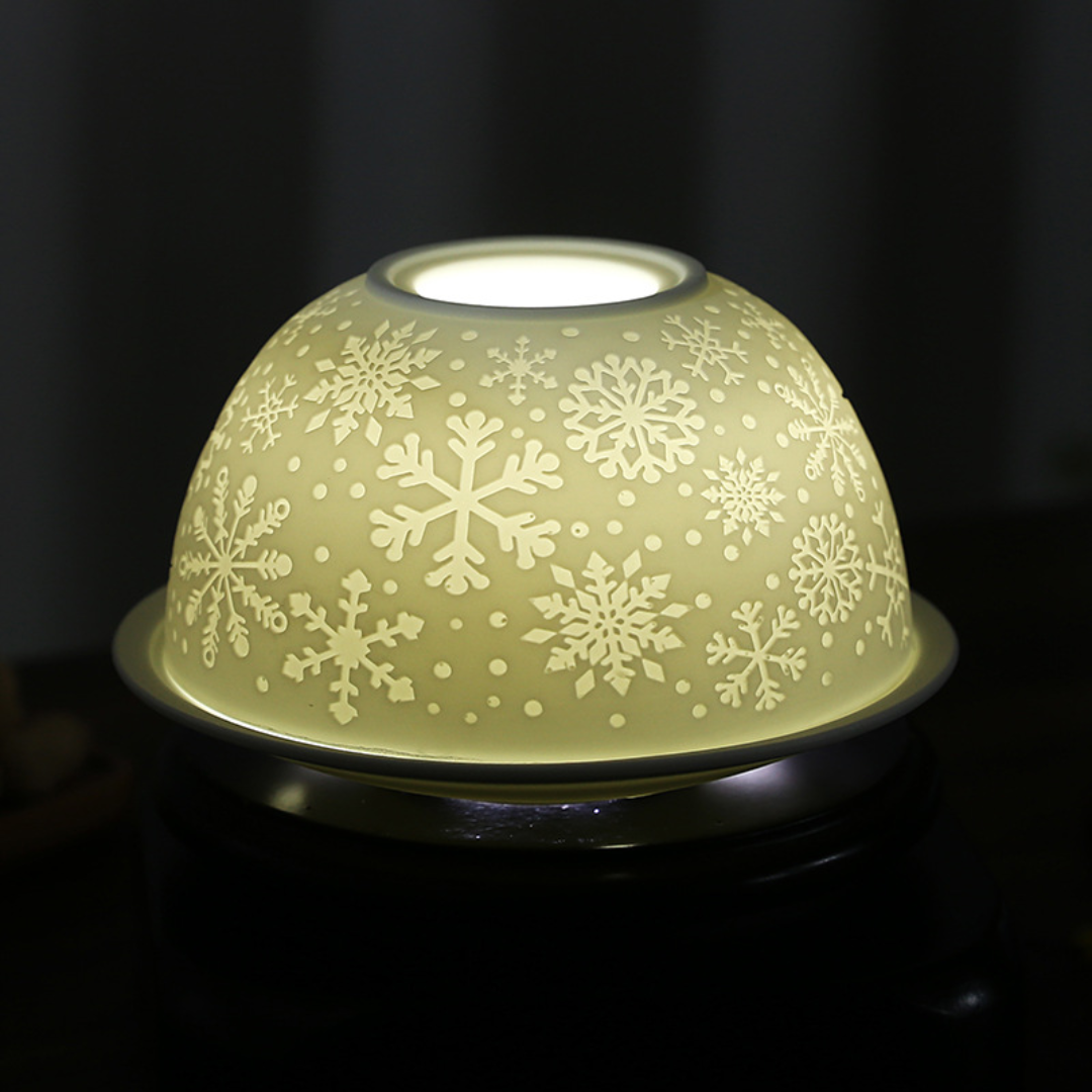 Weihnachtskrippe Keramik Teelichthalter Relief Deko Lampe